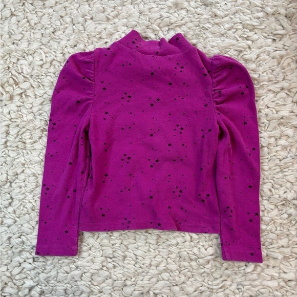Girls GAP Fuchsia Black Star Long Sleeve Mock Neck Tee Size 5 - Picture 2 of 5